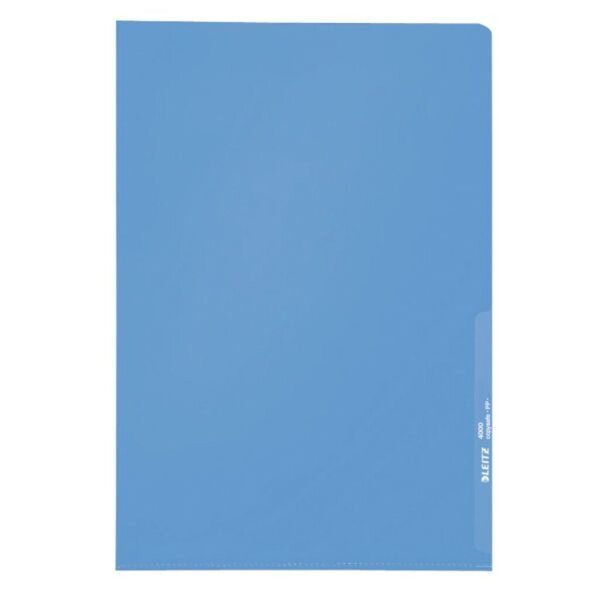 Sichthülle, DIN A4, blau, PP-Folie, 13 my, Oberfläche genarbt, oben/rechts offen, dokumentenecht
