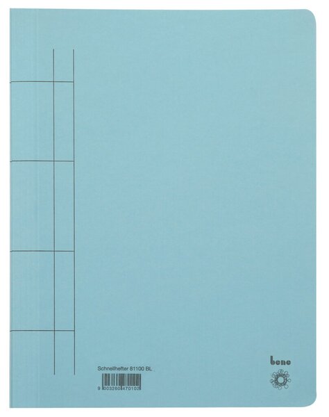 Schnellhefter, DIN A4, 250g/qm, kaufmännische Heftung, für ca. 250 Blatt, 245 x 320 mm, blau