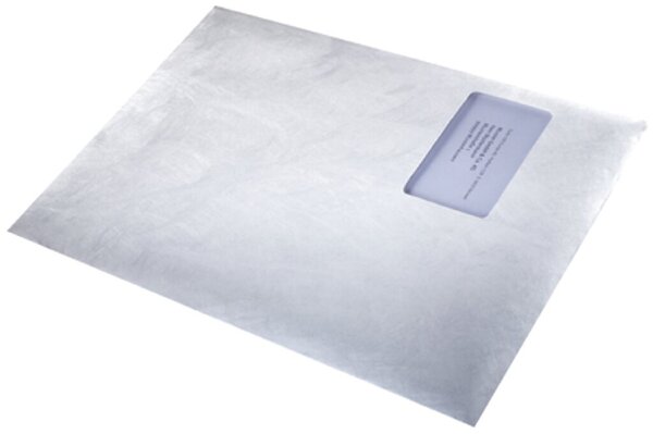 Tyvek Versandtasche, DIN C4, mit Fenster, Haftklebung, Karton à 100 Stück