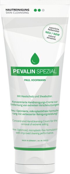 Pevalin Handreinigungscreme 250 ml Tube, 100 % natürliche Reibemittel hautschonend, rückfettend, ohne Mineralöle und Silikone