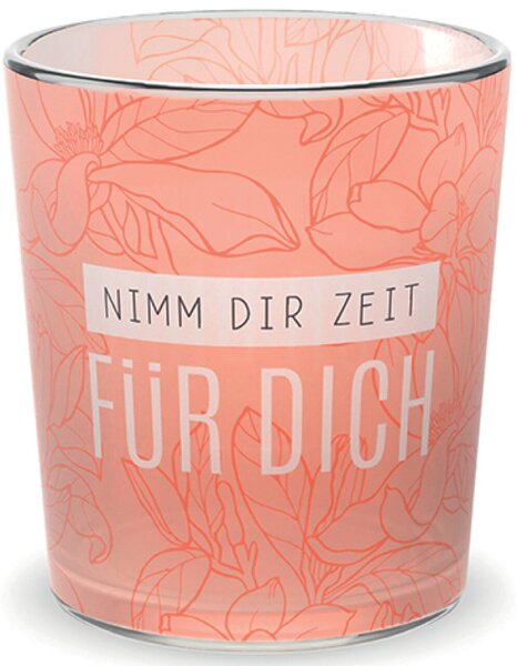 Teelicht, mit Grußfeld für persönliche Nachricht, Motiv Blüte