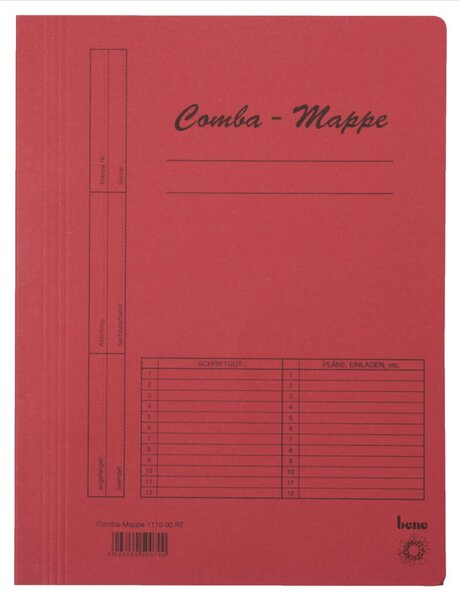 Comba-Mappe DIN A4, 250g/qm, mit Heftmechanik, rot
