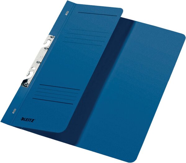 Schlitzhefter DIN A4, halber Vorderdeckel, blau, kaufmännische Heftung, Organisationsdruck, Fassungsvermögen: 170 Blatt, Karton: 250g