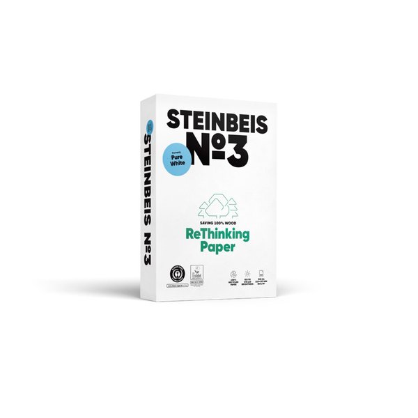 Kopierpapier Steinbeis No. 3 Recycling, DIN A4, 80g/qm, weiß, Weißegrad 110 CIE, Packung à 500 Blatt