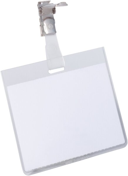 Namensschild, 60 x 90 mm, drehbare Cliphalterung, transparent, 25 Stück