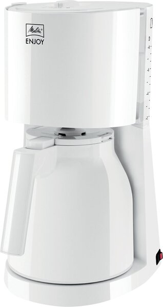 Kaffeemaschine Enjoy Therm II, Thermoskanne für bis zu 8 Tassen, entnehmbarer Filterhalter, Aromawahl, Tropfstopp, autom. Abschaltung, Leistung 1000W, weiß