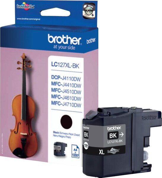 Tintenpatrone LC-127XL-BK, für Brother Drucker, ca. 1.200 Seiten, schwarz