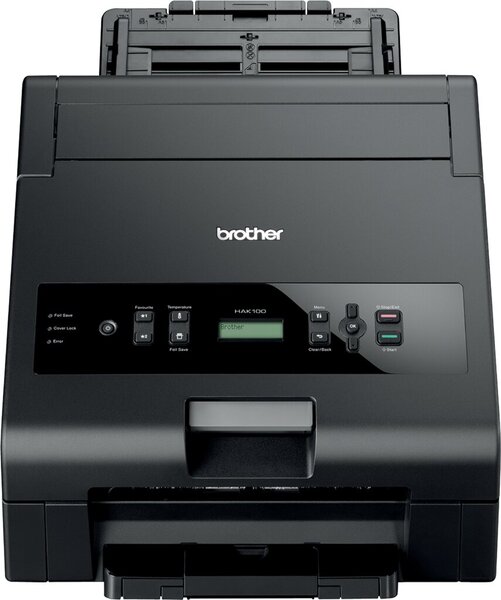 Heißfoliendrucker HAK-100, schwarz, bis zu 15 A4-S./Min., ADF für bis zu 44 Seiten, 2-zeiliges LCD, Folientransfer in verschiedenen Farben, Kassettensystem